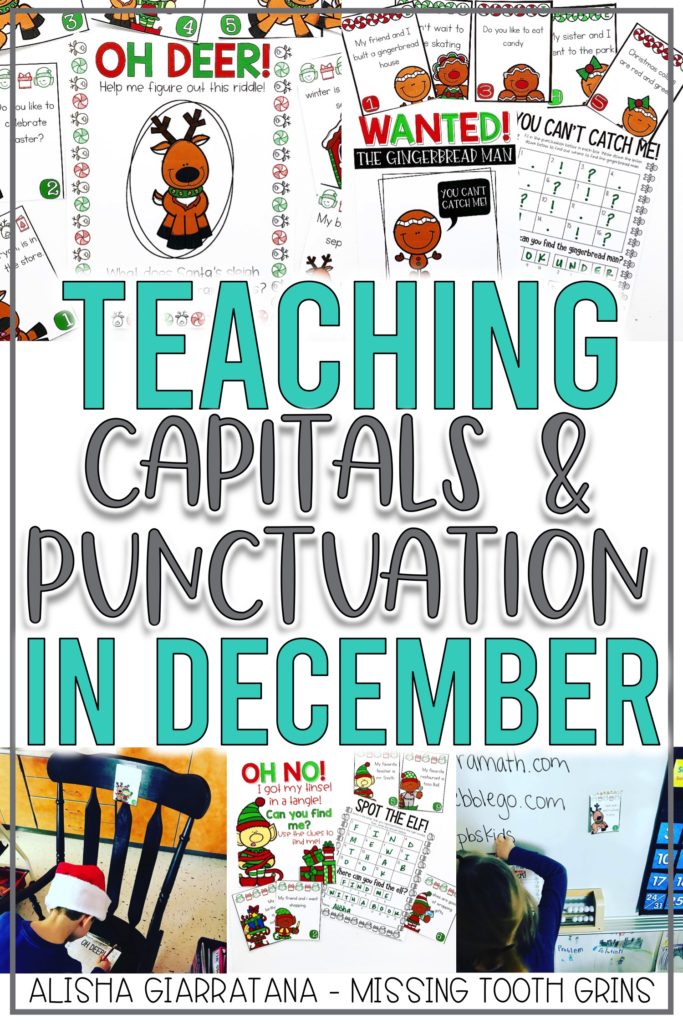 December activities in first grade need to be fun and engaging. This write the room game focuses on capitals and punctuation and drums up a lot of excitements for 1st graders. These Christmas friends leave fun clues for your students to find!
