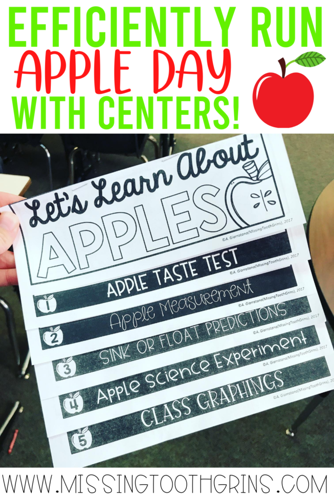 Learn how to use centers to organize Apple Day in your classroom! Students will love learning about apples with these fun activities!