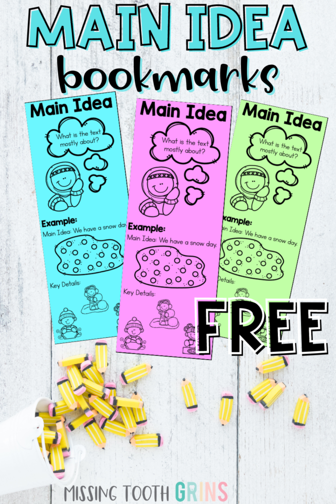 teaching main idea free bookmarks