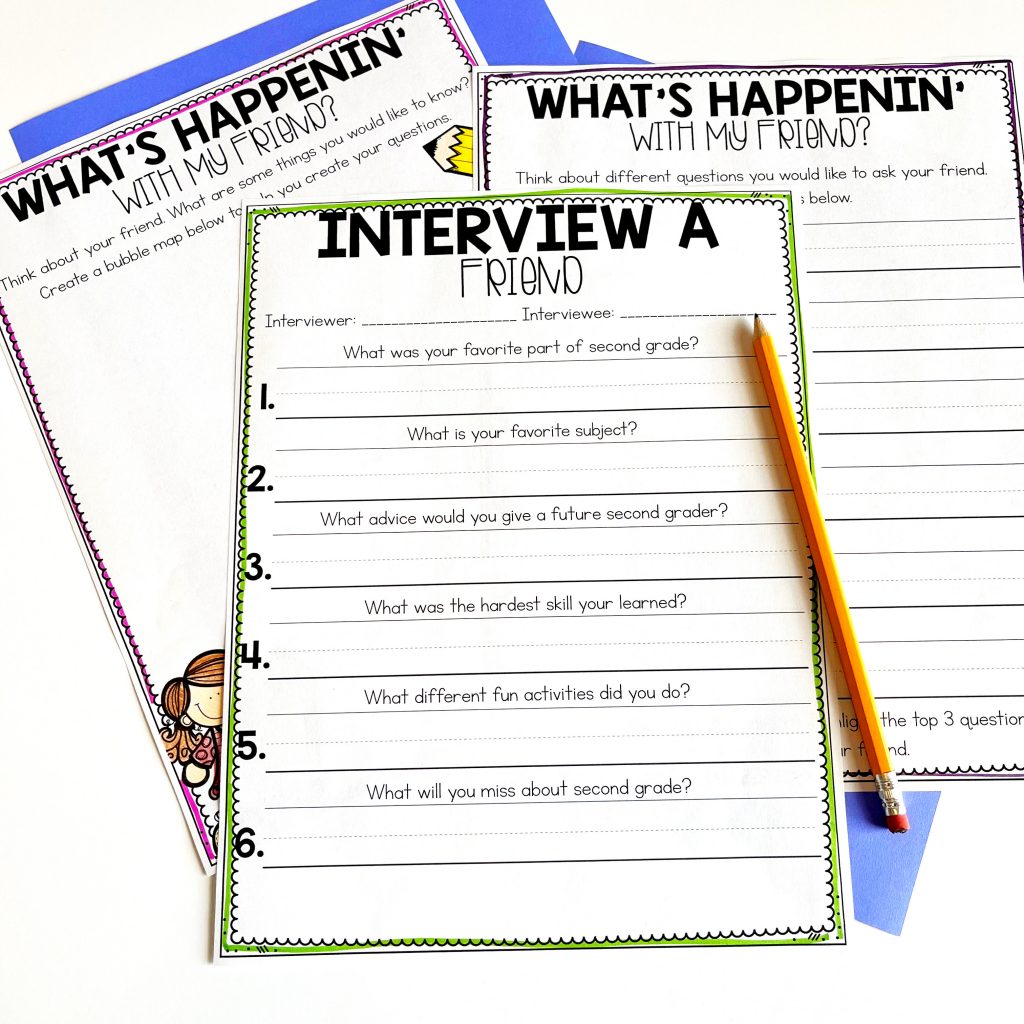 End of Year Interview pages to celebrate the end of the school year.