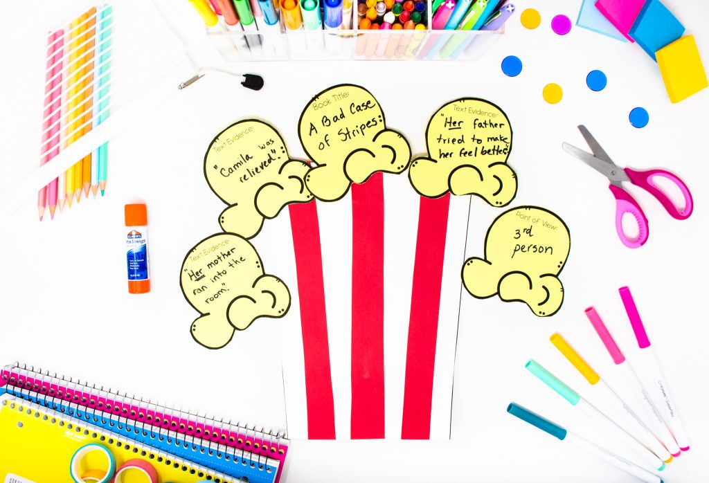 This popcorn craft is taken from the Point of View Reading Unit. Students select a text and apply the reading comprehension strategy to complete the craft.