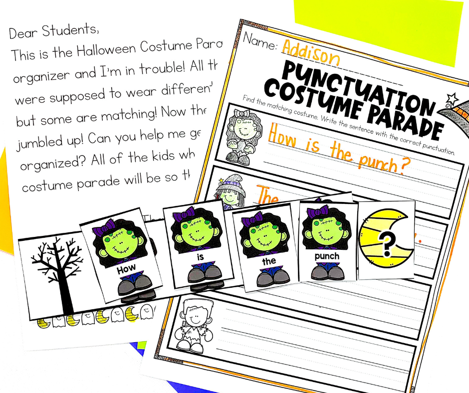 Halloween punctuation activity: Punctuation Costume Parade