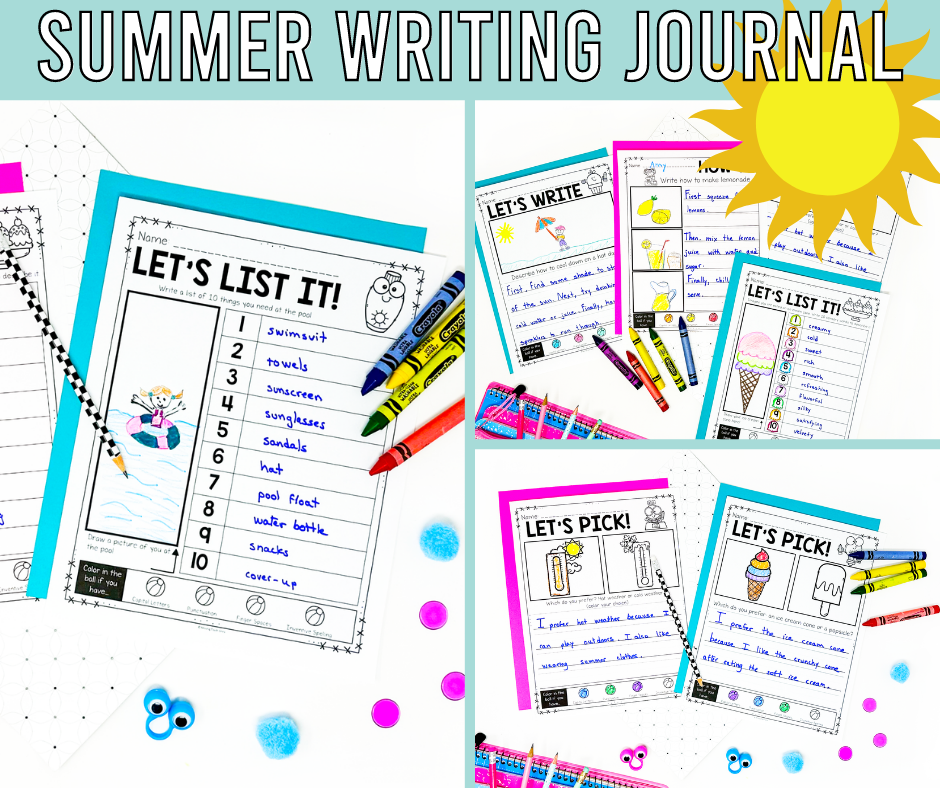 Summer writing journal samples for 1st grade