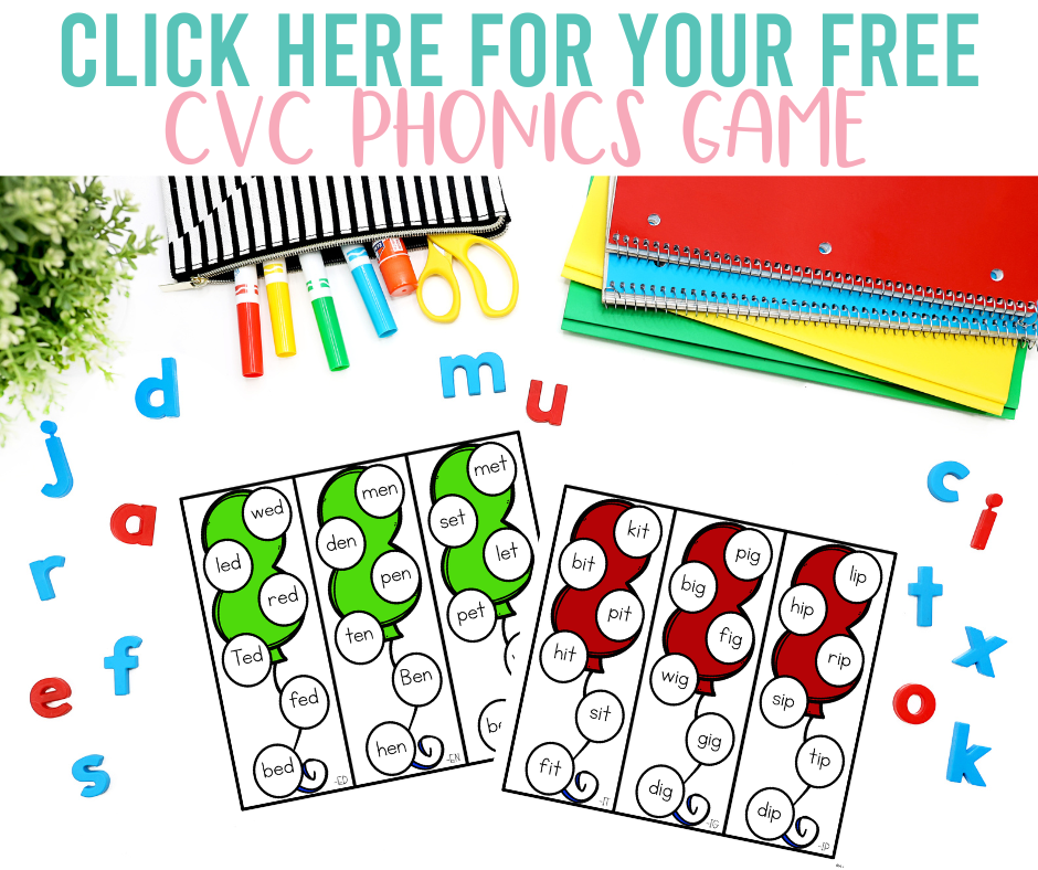 free cvc game for teaching phonics