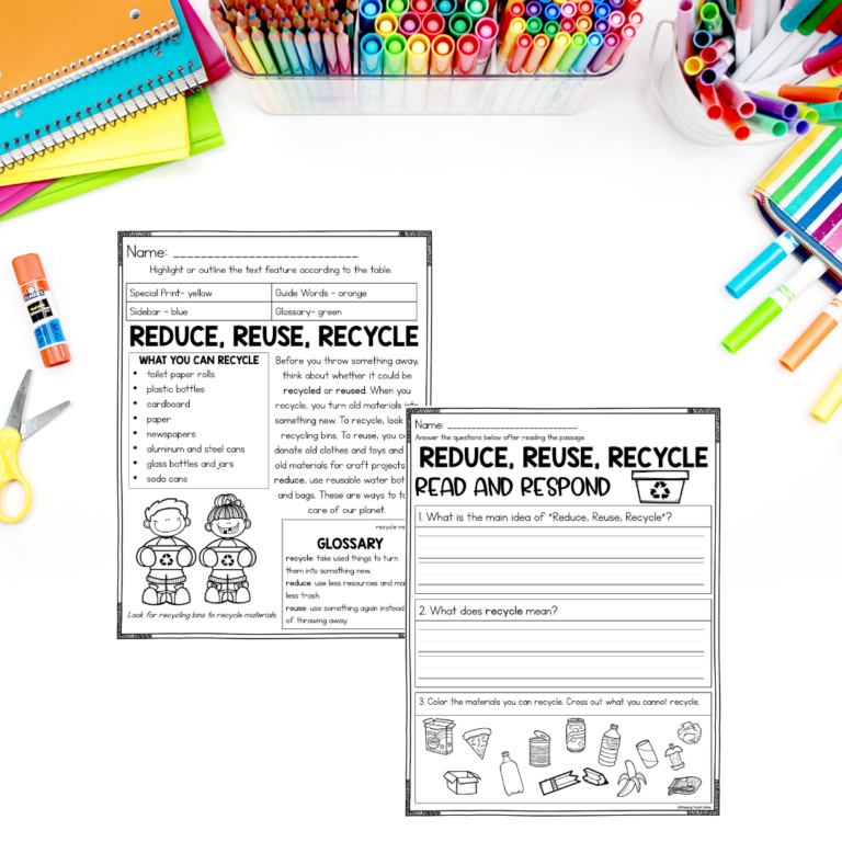 Free Earth Day Reading Comprehension Worksheets - Missing Tooth Grins