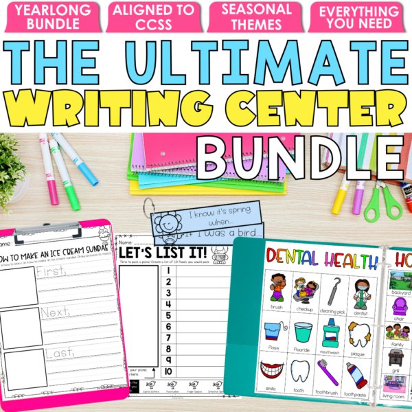 Writing Centers & Writing Journal Activities, Vocabulary Word Bank, Prompts